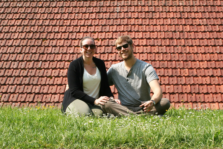 Jamison and Kelsie relaxing outside in Vernon France